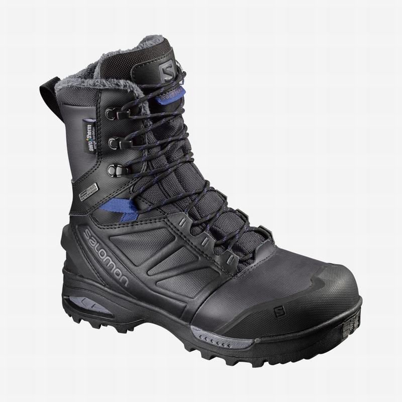 Salomon Singapore Womens Winter Boots - TOUNDRA PRO CLIMASALOMON™ WATERPROOF Black/Blue | 02978-GHYL